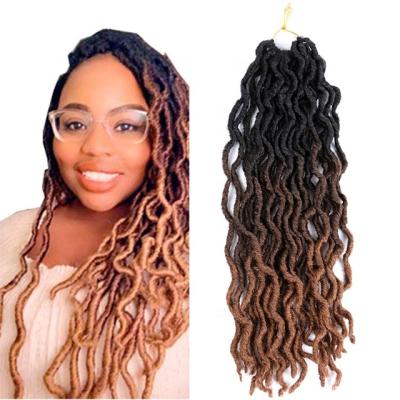 China Wavy Faux Locs Braiding 3 Tone Silky Knotless Straight Braid Dreadlocks Hair Extension For Soft Gypsy Faux Locs Crochet Braids 18Inch With Colorline for sale