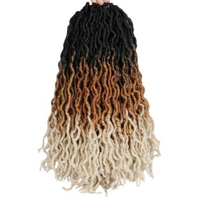 China Wavy Faux Locs Braiding New Style High Quality Wave Crochet Braids Ombre Hair Extensions Vendor 18Inch Curly Spiral Braiding Gypsy iocs for sale