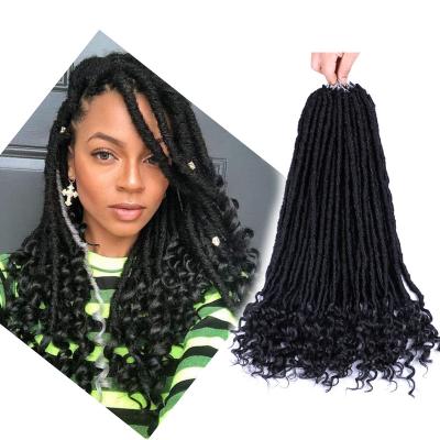 China Wholesale High Temperature Faux Locs Hair Synthetic Fiber Curly Ends Crochet Braids Soft Goddess Locs Crochet Straight Synthetic Hair Locs Curly Hair Extensions for sale