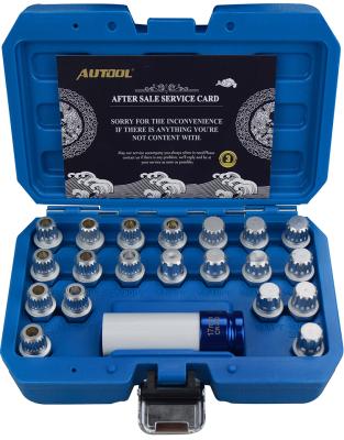 China For Bmws Vehicles AUTOOL 21pc Wheel Lock Lugnut Hook Nut Screw Anti Theft Removal Head Socket Set For BMWs With 1/2 Inch (12.7mm) Socket Adapter for sale