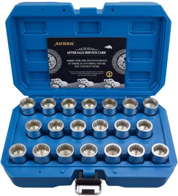 China For Porsche Vehicles AUTOOL 20pc Spline Wheel Lock Lug Nuts Key Socket For Porsche Automotive Wheel Screw Remover Keys Remover Anti-theft Kit for sale