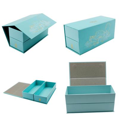 China Large Recyclable Magnetic Rose Gold Plain Paper Cardboard Gift Box Packaging Custom for sale