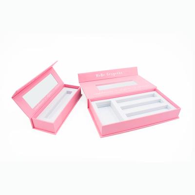 China Recycled materials like custom design lip gloss tube packaging magnetic beauty lip gloss gift packaging box with mirror for sale