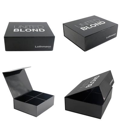 China Custom Logo Large Black Magnetic Folding Packaging Gift Box Recyclable For Packaging for sale