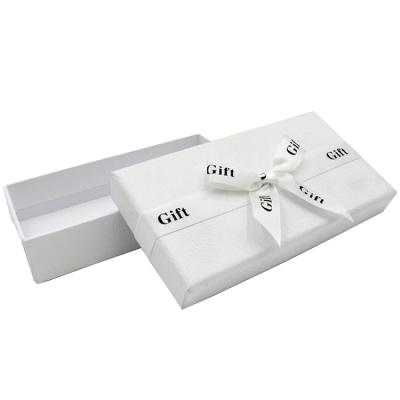 China China Recyclable Elegant Small Black And White Cardboard Gift Box OEM Customized Brand With Ribbon Bow for sale