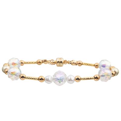 China Freshwater Pearl Bracelet Set With 4 Colors Crystal Faceted Beads Magnetic Buckle en venta