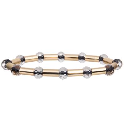 Chine 2023 New Style Gold Brass Shiny Tube With Multi Color Faced Crystal Stretchy Handmade Beads Bracelets à vendre