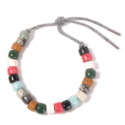 Cina Gray Jasper Forte Beads Bracelet, cavo d'argento Jasper Bead Bracelet 16.2g in vendita