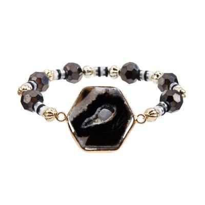 China Muchacha fresca elástica de Crystal Bracelets Black White For del cierre magnético del OEM en venta