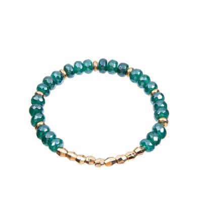 China Material elástico teñido de la secuencia de la cuerda de Jasper Beaded Bracelet 5*8m m del verde del hockey shinny en venta