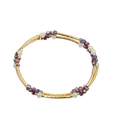 China ODM del OEM de 4m m Crystal Bead Stretch Bracelets con el tubo de cobre amarillo del oro en venta