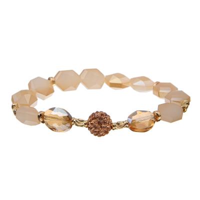 China Champagne Hexagon Crystal Beads Bracelets ligero con Champagne Shambhala Ball en venta