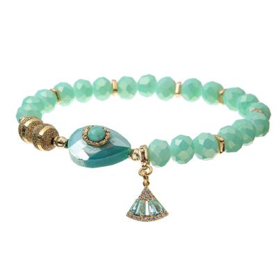 China Pastel Crystal Bracelets elástico de la turquesa de la perla con la secuencia esmaltada de cristal de las gotas en venta