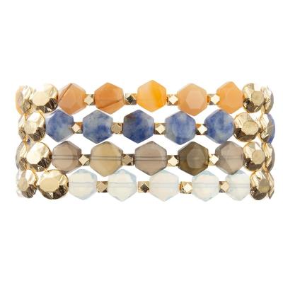 China Pulsera Mala For Thanks Giving Gift del poder de la cura de Opal Natural Beads Hexagon Stone en venta