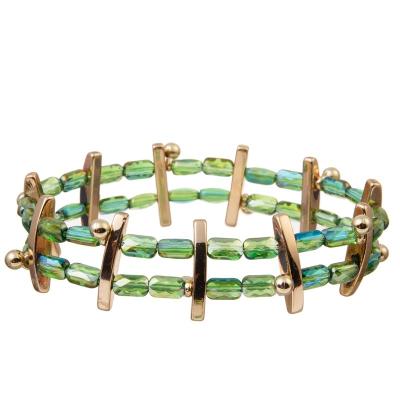 China Gota de cristal verde hecha a mano Crystal Dainty Bracelet Stackable elástico de la semilla en venta