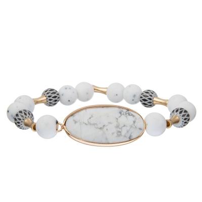 China Alivio blanco de la ansiedad del regalo de la salud mental de la turquesa de la pulsera Elasticated natural del encanto en venta