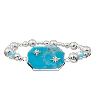 China Pulsera natural del alivio de la ansiedad de la turquesa de las estrellas de plata en venta