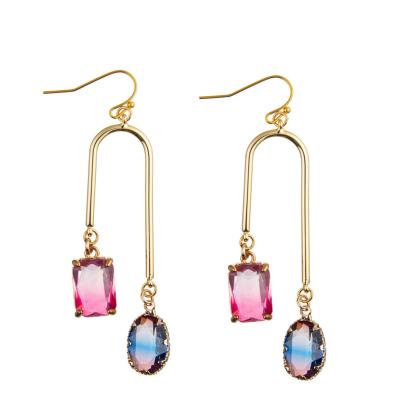 China Pendientes del descenso del gancho de Crystal Dangle Earrings Oval Zircon del multicolor en venta