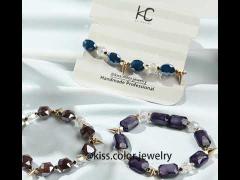 Jasper Crystal Elastic Beaded Bracelets Engraved Logo Handmade Bracelet With Beads