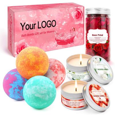 China Private Brand Spa Bubble Bath Bomb Salt Oem Natural Dry Flowers Fizzies Bomb Gift Set for sale