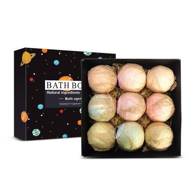 China Wholesale Custom Organic Fizzy Spa Holiday Bath Ball Bombs Boxs Universe 120g*9 Bath Bombs Gift Set for sale