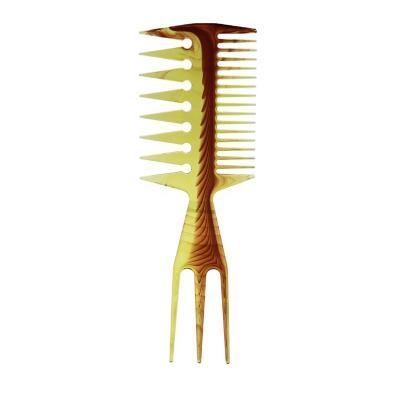 China Comfortable Retro Style Barber Afro Comb PP Handle Hair Combs Amber 3 Sided Comb for sale