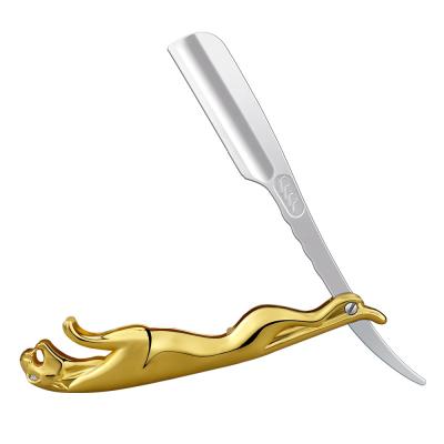 China Barber Shaving Razors Professional Cheetah Folding Zinc Alloy Razor High Quality Single Blade Leopard Razor Handle for sale