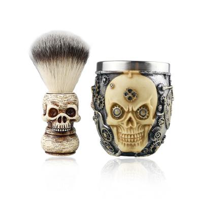 China Barber Shop Dedicated Skull Shaving Single Brush Bowl Set Personalized Shaving Brush and Bowl for Hairdresser for sale