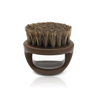 China Personalized Soft Round Beard Brush Yellow Beard Brush Best Quality Durable Beard Brush Horse Hair Beard Brush for sale