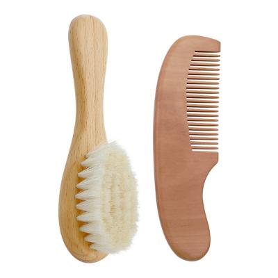 China Wholesale Natural Beech Wooden Handle Baby Hair Brush Paddle and Comb Set Baby Hair Brush and Comb Kit for sale