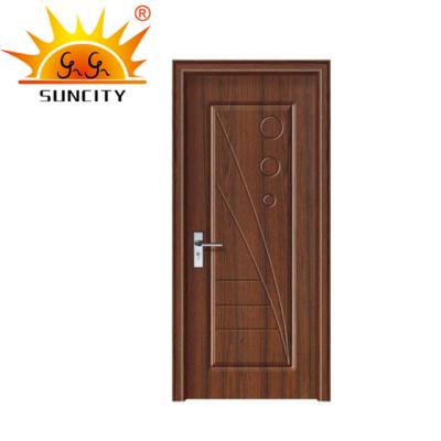 China Modern PVC Flush Entry Frosted Insert Design Glass Wood Interior Bedroom Door for sale