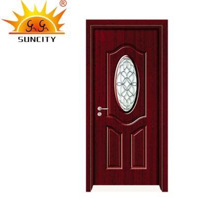 China SC-W062 Modern Composite Wood Door Oval Glass Door Inserts , Bathroom Wood Glass Doors for sale