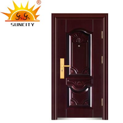 China Modern Designs Two Front Iron Swedish Simple Security Safe Doors Swing Steel Exterior SUN CITY Over 8 Years Worked Doors Price SC-S205 for sale