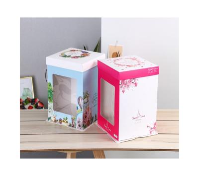 China Recycled Materials Durable Using Low Price Cake Box Professional Exquisite Transparent Paper Boxes Heightened for sale