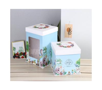 China Wholesale Recycled Materials Factory Directly Factory Commercial Exquisite Cake Box Transparent Paper Boxes Stepped Up for sale