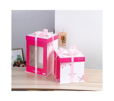 China Unique Hot Sale Exquisite Transparent Cake Packaging Box Recycled Materials Design Paper Boxes Heightened for sale