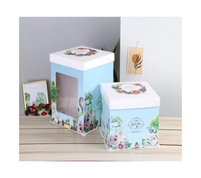 China Recycled Materials China Professional Manufacture Cake Box Exquisite Transparent Paper Boxes Disposable Exquisite Stepped for sale