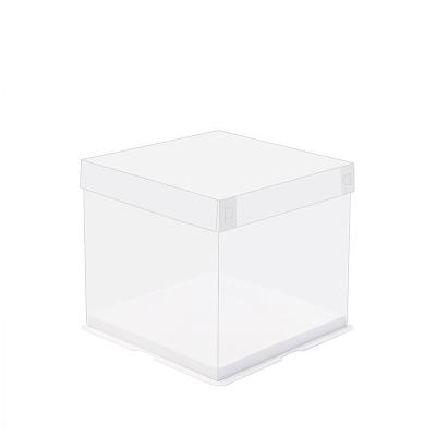 China Materials Factory Supply Great Price Recycled Plastic Full Transparent Folding Birthday Cake Box Gift With Lid for sale