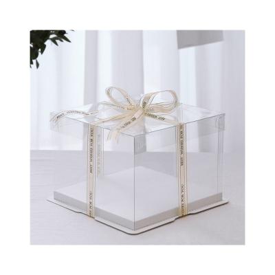 China Latest Design Materials New Arrival Recycled Plastic Birthday Cake Box Fully Transparent Gift Festival Gift Box With Lid for sale