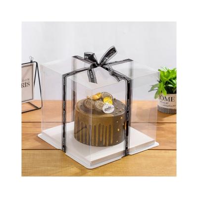 China Recycled Disposable Various Materials Factory Manufacturing Plastic Birthday Cake Box Fully Transparent Gift With Lid for sale