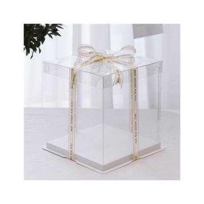 China Latest Materials New Design Professional Recycled Plastic Full Transparent Birthday Cake Box Gift With Lid for sale