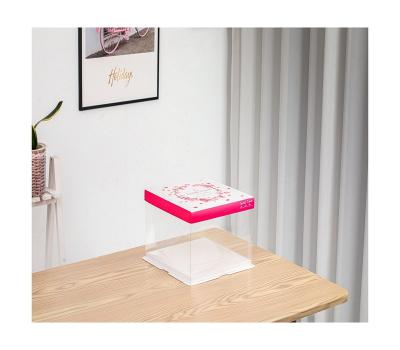 China New Type Recycled Materials Commercial Top Selling Transparent Luxurious Hard Cake Box With Paper Cover for sale