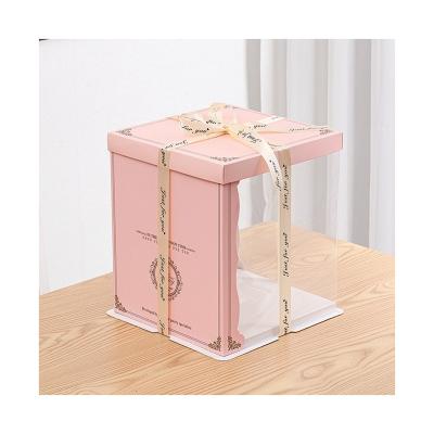 China Recycled Materials Guaranteed Quality Price Appropriate Pink 6 Inch - Tall Cake Boxes With Window for sale