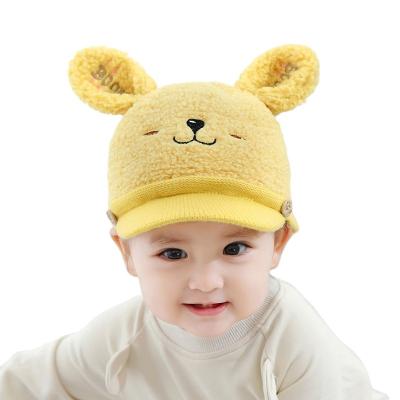 China Imitate the new winter version rabbit baseball cap lamb cashmere baby hat Korean cotton wholesale animal striping fashion children's hat for sale