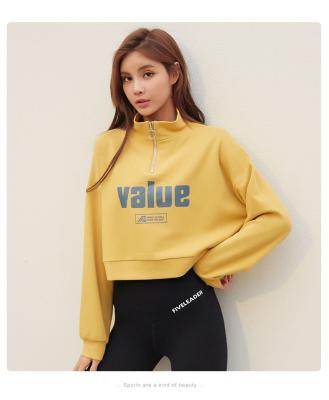 China Anti-Wrinkle Women's Drop Shoulder Cropped Sweatshirt Jumper Sexy Women Tops Long Sleeve Cotton Letter Printing Pullover Cropped Hoodies for sale