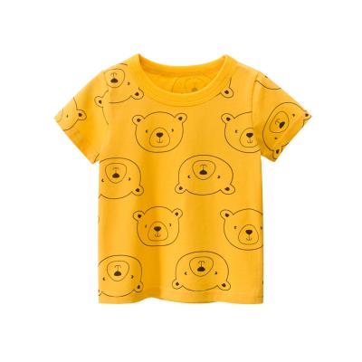 China Wholesale 2021 KIDS anti-pilling summer basing T-shirt, children's cotton short sleeved T-shirt, baby clothes, bear full color print for sale