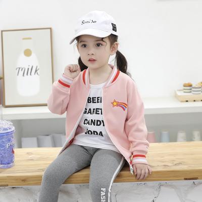 China Fleece jacket 2021 autumn casual jacket girls new trend kids fleece baseball coats little girls outerwear children's zipper jacket for sale