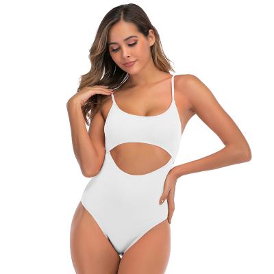 China European and American one-piece suit plus size solid color ladies bathing suit ladies halter beach sexy young girls swimwear for sale