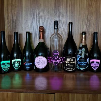 China EL lighting customized LED lighting wine label sticker, wine bottle label with led light, bottle light label with double adhesive sticker for sale