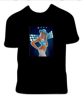 China Sound Activated EL T-shirt Hot Sale Custom Light Up T-shirt /El Sound Activated Led Flashing T-shirt for sale